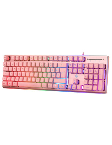 Deltaco Gaming Gam-021-Rgb-P-De Klawiatura Usb Qwertz Niemiecki Różowy