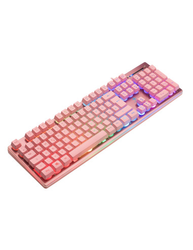 Deltaco Gaming Gam-021-Rgb-P-De Klawiatura Usb Qwertz Niemiecki Różowy