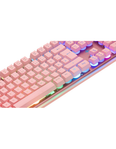 Deltaco Gaming Gam-021-Rgb-P-De Klawiatura Usb Qwertz Niemiecki Różowy