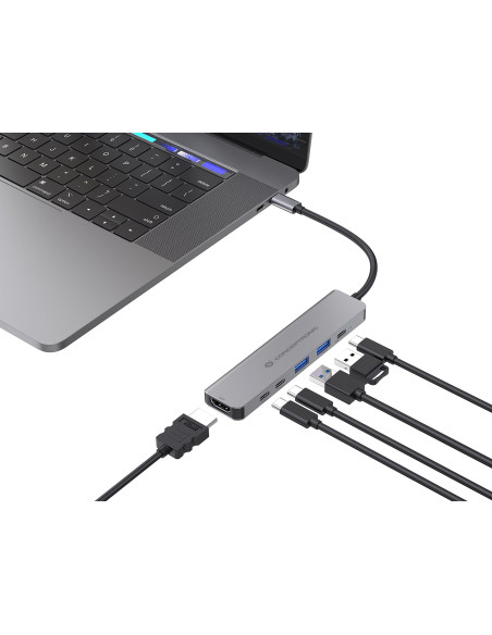 Conceptronic Donn33G Stacja Dokująca Przewodowa Usb 3.2 Gen 1 (3.1 Gen 1) Type-C Srebrny