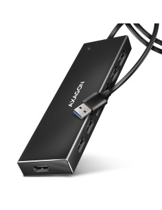 Axagon Hue-F7A 7X Usb 3.2 Gen 1 Alu Flat Hub Micro Power In 1M Usb-A Usb 3.2 Gen 1 (3.1 Gen 1) Type-A 5000 Mbit/S Czarny