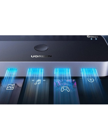 Ugreen Przełącznik Switch Usb 3.0  Cm662, 2X4 Out (Czarny)
