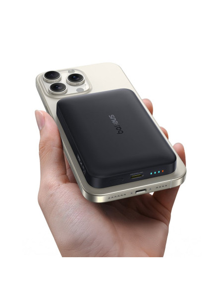 Powerbank Baseus Enerfill Fm11 Ultra-Mini 10000Mah 22,5W Kompatybilny Z Magsafe Z Kablem Baseus Simple Usb-C 20V/3A 30Cm - Czarn