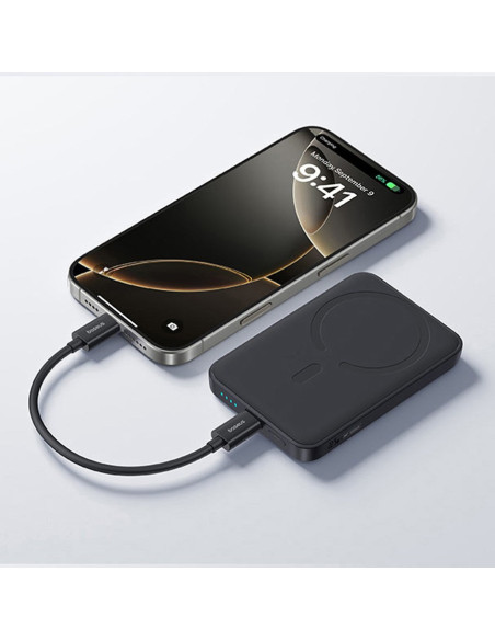 Powerbank Baseus Enerfill Fm11 Ultra-Mini 10000Mah 22,5W Kompatybilny Z Magsafe Z Kablem Baseus Simple Usb-C 20V/3A 30Cm - Czarn