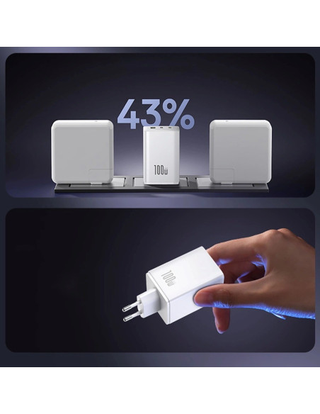 Ładowarka Sieciowa Baseus Enerfill Fe11 2 X Usb-C / Usb-A 100W - Biała