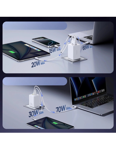 Ładowarka Sieciowa Baseus Enerfill Fe11 2 X Usb-C / Usb-A 100W - Biała