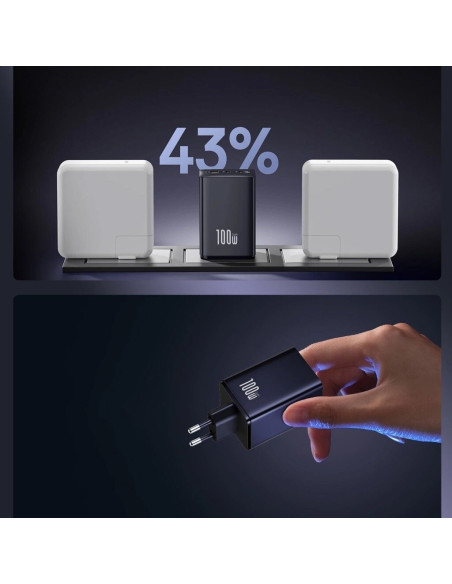 Ładowarka Sieciowa Baseus Enerfill Fe11 100W 2 X Usb-C + Usb-A - Czarna