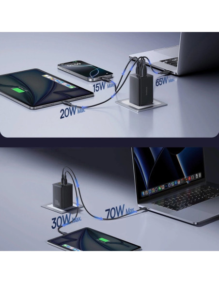 Ładowarka Sieciowa Baseus Enerfill Fe11 100W 2 X Usb-C + Usb-A - Czarna