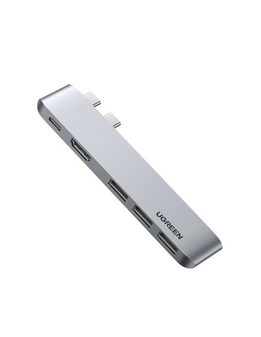 Ugreen  Wielofunkcyjny Hub 2X Usb Typ C Na Usb Typ C Pd (Thunderbolt 3, 100W, 4K@60 Hz, 10 Gbps) / Hdmi 4K@30 Hz / 3X Usb 3.0 Do