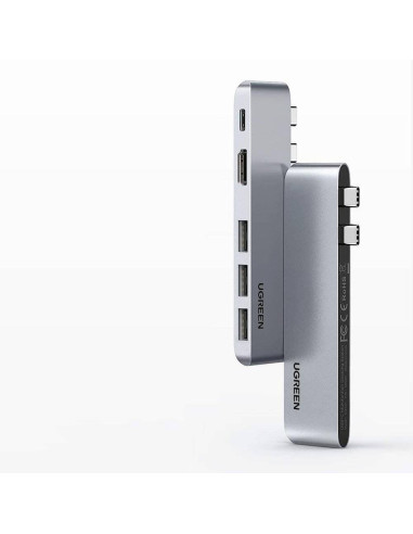 Ugreen  Wielofunkcyjny Hub 2X Usb Typ C Na Usb Typ C Pd (Thunderbolt 3, 100W, 4K@60 Hz, 10 Gbps) / Hdmi 4K@30 Hz / 3X Usb 3.0 Do