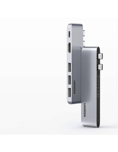 Ugreen  Wielofunkcyjny Hub 2X Usb Typ C Na Usb Typ C Pd (Thunderbolt 3, 100W, 4K@60 Hz, 10 Gbps) / Hdmi 4K@30 Hz / 3X Usb 3.0 Do