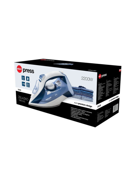 Eldom Żelazko Parowe Da36 Press 2200W Ceramiczna Stopa, Anti-Drip, Samooczyszczane Stopy,Wyżut Pary 20G/Min. Uderzenie Pary,