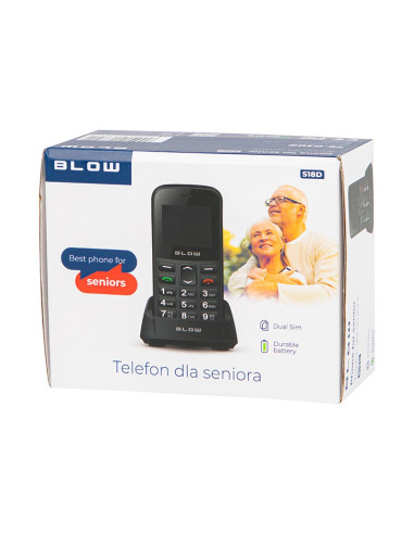 Telefon Dla Seniora Blow Z Podstawką S18D Czarny