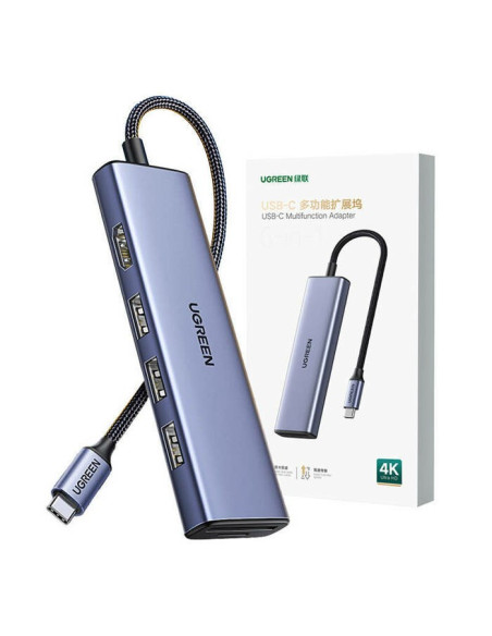 Ugreen Adapter Hub  Cm511 Usb-C Do Hdmi, 3X Usb-A 3.0, Sd/Tf