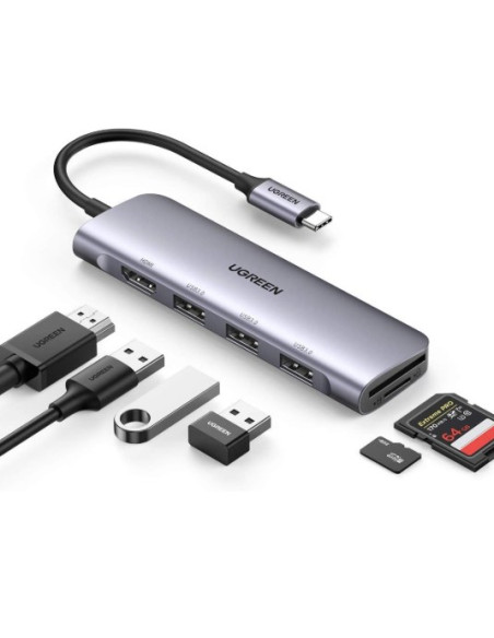 Ugreen Adapter Hub  Cm511 Usb-C Do Hdmi, 3X Usb-A 3.0, Sd/Tf