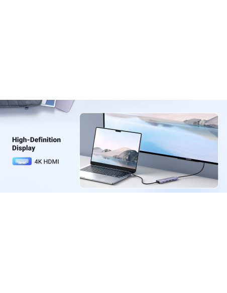 Ugreen Adapter Hub  Cm511 Usb-C Do Hdmi, 3X Usb-A 3.0, Sd/Tf