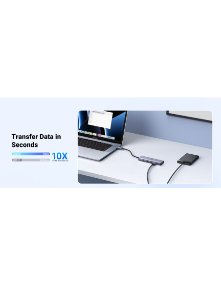 Ugreen Adapter Hub  Cm511 Usb-C Do Hdmi, 3X Usb-A 3.0, Sd/Tf