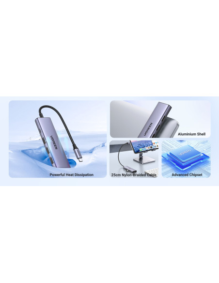 Ugreen Adapter Hub  Cm511 Usb-C Do Hdmi, 3X Usb-A 3.0, Sd/Tf