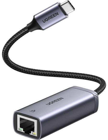 Ugreen  Zewnętrzna Karta Sieciowa Usb Typ C - Rj45 1Gbps (1000Mbps) Szary