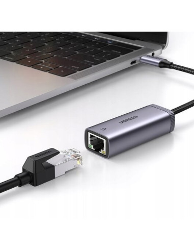 Ugreen  Zewnętrzna Karta Sieciowa Usb Typ C - Rj45 1Gbps (1000Mbps) Szary