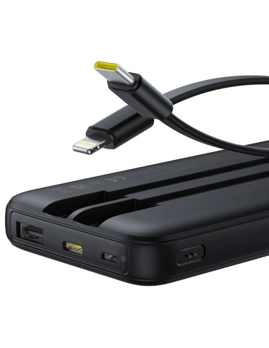 Powerbank Baseus Lipow 10000Mah 22.5W Z Podwójnym Wbudowanym Kablem Z Wyświetlaczem (Z Dodatkowym Czarnym Kablem Baseus Simple U
