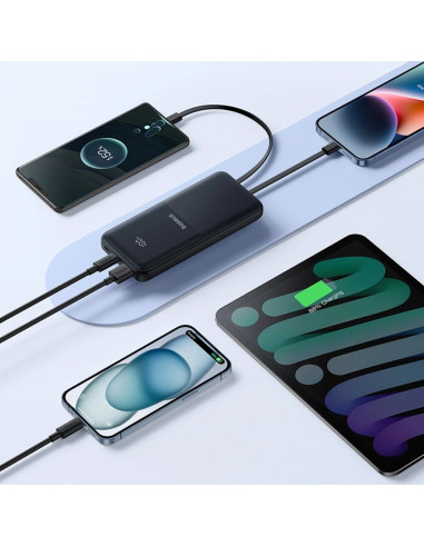 Powerbank Baseus Lipow 10000Mah 22.5W Z Podwójnym Wbudowanym Kablem Z Wyświetlaczem (Z Dodatkowym Czarnym Kablem Baseus Simple U
