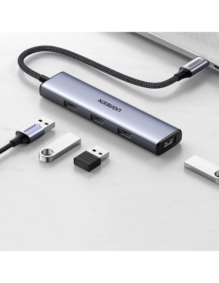 Ugreen  Rozdzielacz Hub Usb Typ C - 4X Usb 3.2 Gen 1 Srebrny