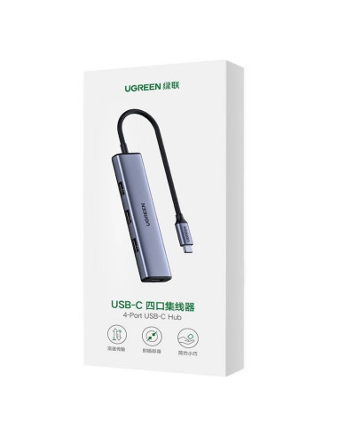 Ugreen  Rozdzielacz Hub Usb Typ C - 4X Usb 3.2 Gen 1 Srebrny