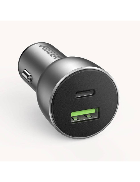 Ugreen  Ładowarka Samochodowa Usb / Usb Typ C Quick Charge 3.0 Power Delivery 36 W 3 A Szary
