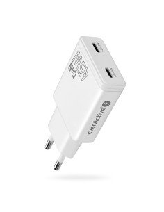 Everactive Ładowarka Sieciowa Gan Super Slim 2X Usb-C Pd 45W Biała Sc-465Q