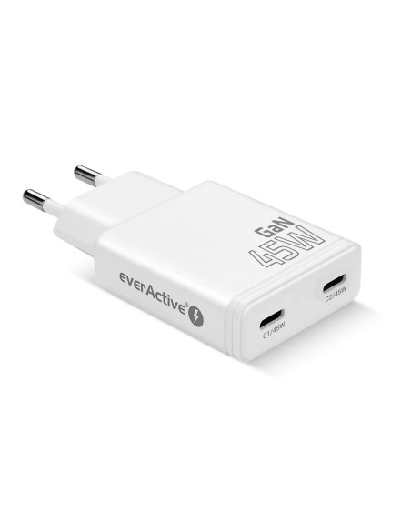 Everactive Ładowarka Sieciowa Gan Super Slim 2X Usb-C Pd 45W Biała Sc-465Q