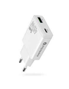 Everactive Ładowarka Sieciowa Gan 1 X Usb, 1 X Usb-C Quick Charge 3.0 45W Biała Sc-460Q