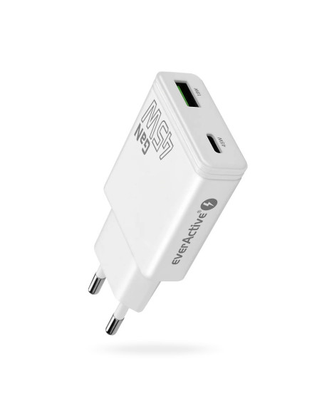 Everactive Ładowarka Sieciowa Gan 1 X Usb, 1 X Usb-C Quick Charge 3.0 45W Biała Sc-460Q