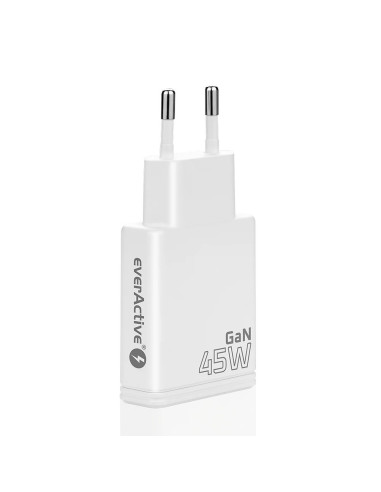 Everactive Ładowarka Sieciowa Gan 1 X Usb, 1 X Usb-C Quick Charge 3.0 45W Biała Sc-460Q