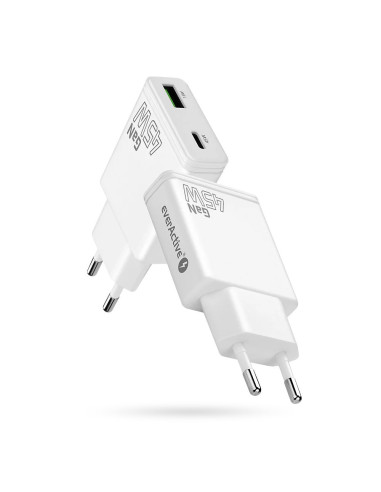 Everactive Ładowarka Sieciowa Gan 1 X Usb, 1 X Usb-C Quick Charge 3.0 45W Biała Sc-460Q