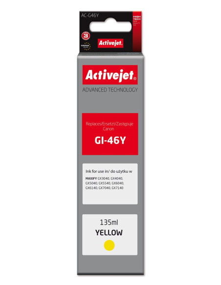 Activejet Ac-G46Y Buteleczka Z Tuszem Z Atramentem (Zamiennik Canon Gi-46Y  Supreme  135 Ml  Żółty)
