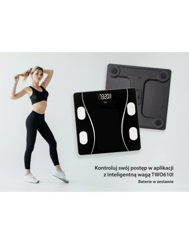 Eldom Inteligentna Waga Osobowa Two610 Iliie Do 180 Kg, Wskaźnik Bmi ,Bmr,Lbm Aplikacja Kompatybilna Z Systemami Android Oraz