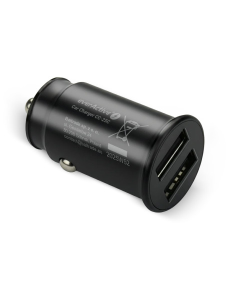 Everactive Ładowarka Samochodowa 2 X Usb Czarna + Kabel Cc-25C