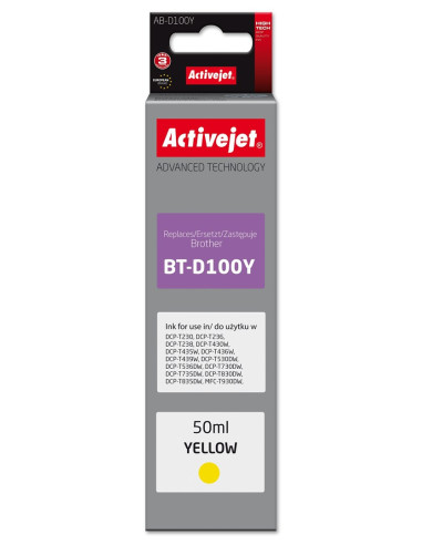 Activejet Ab-D100Y Buteleczka Z Tuszem Z Atramentem (Zamiennik Brother  Bt-D100Y  Supreme  50 Ml  Żółty)