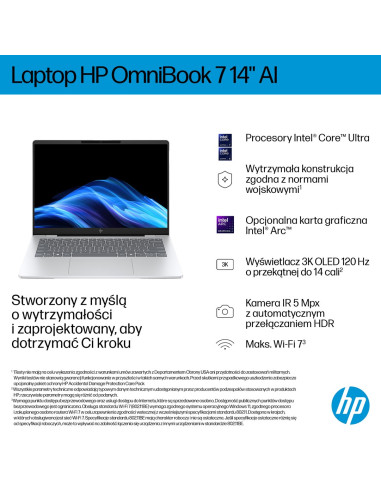Hp Omnibook 7 Ai 14-Fr0003Nw Intel Core Ultra 5 225U Laptop 35,6 Cm (14") 2K 16 Gb Lpddr5-Sdram 512 Gb Ssd Wi-Fi 6E (802.11Ax) W