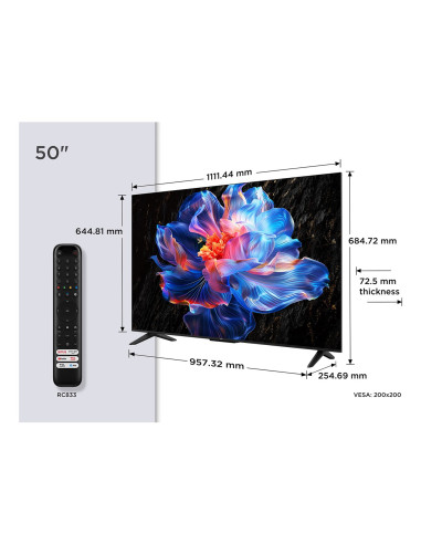 Tcl P6K 50P6K Telewizor 127 Cm (50") 4K Ultra Hd Smart Tv Wi-Fi Metaliczny