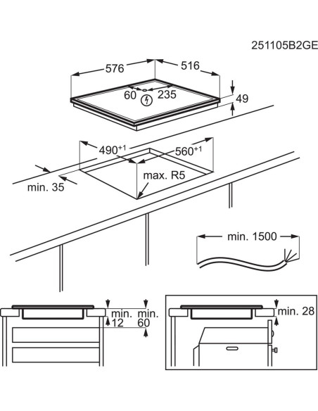Aeg Tn64Ia00Xb Czarny Wbudowany 60 Cm Płyta Indukcyjna Strefowa 4 Stref(Y)
