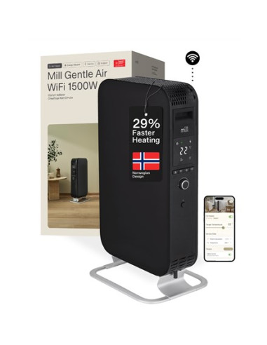 Mill | Heater | Oil1500Wifi3 Gentle Air | Oil Filled Radiator | 1500 W | Suitable For Rooms Up To 22 M2 | Black