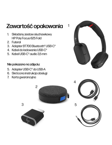 Hp Poly Stereofoniczny Zestaw Słuchawkowy Bluetooth Focus 625