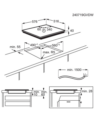 Aeg Tn64Ra06Xb Czarny Wbudowany 60 Cm Ceramiczna 4 Stref(Y)