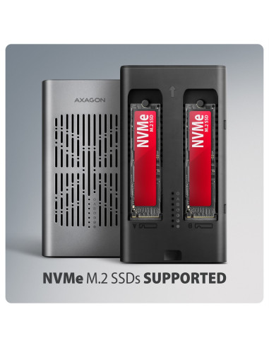 Axagon Eem2-20Gd Stacja Dokująca Do Dysków Twardych Usb 3.2 Gen 2 (3.1 Gen 2) Type-C Czarny, Szary