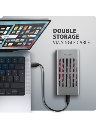 Axagon Eem2-20Gd Stacja Dokująca Do Dysków Twardych Usb 3.2 Gen 2 (3.1 Gen 2) Type-C Czarny, Szary