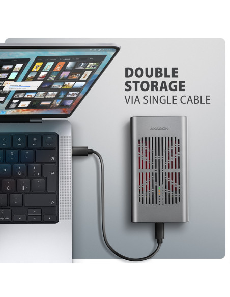 Axagon Eem2-20Gd Stacja Dokująca Do Dysków Twardych Usb 3.2 Gen 2 (3.1 Gen 2) Type-C Czarny, Szary