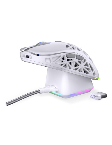 Endorfy Liv Plus Wireless Onyx White Myszka Gaming Oburęczny Bluetooth Optyczny 26000 Dpi