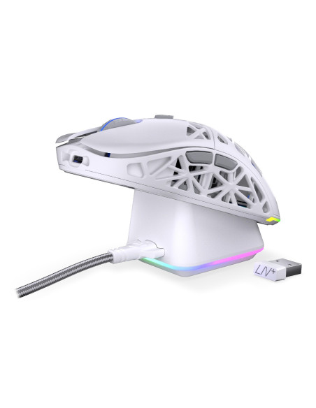 Endorfy Liv Plus Wireless Onyx White Myszka Gaming Oburęczny Bluetooth Optyczny 26000 Dpi